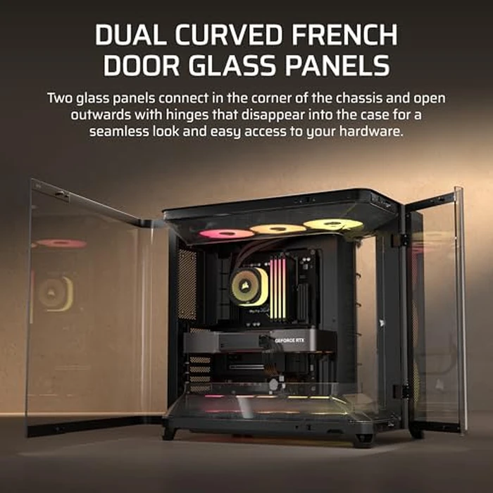 CORSAIR AIR 5400 RS-R ARGB Triple-Chamber Mid-Tower Panoramic PC Case - 3X Pre-Installed Reverse-Rotor RS120-R ARGB Fans, Low-Noise, High Airflow Ducts, Reverse Motherboard Support - Black by Corsair - Image 6