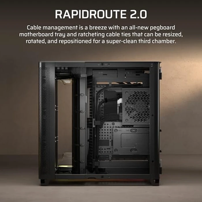 CORSAIR AIR 5400 RS-R ARGB Triple-Chamber Mid-Tower Panoramic PC Case - 3X Pre-Installed Reverse-Rotor RS120-R ARGB Fans, Low-Noise, High Airflow Ducts, Reverse Motherboard Support - Black by Corsair - Image 7