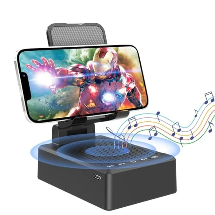 Birthday Gifts for Mother Father ,Cell Phone Stand with Wireless Bluetooth Speaker and Antislip Base HD Surround Sound for Home and Outdoors with Bluetooth Speaker for Desk Compatible with iPhone by Fanlory - Image 1