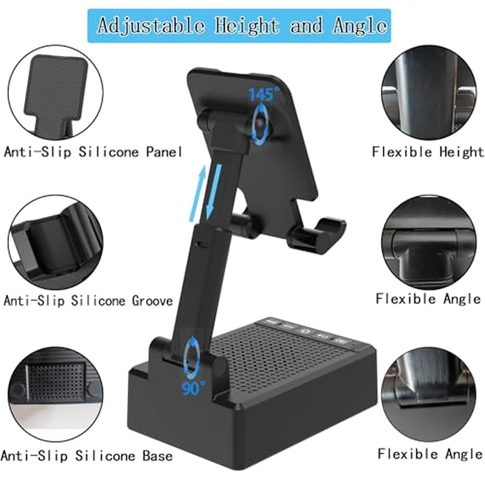 Birthday Gifts for Mother Father ,Cell Phone Stand with Wireless Bluetooth Speaker and Antislip Base HD Surround Sound for Home and Outdoors with Bluetooth Speaker for Desk Compatible with iPhone by Fanlory - Image 3