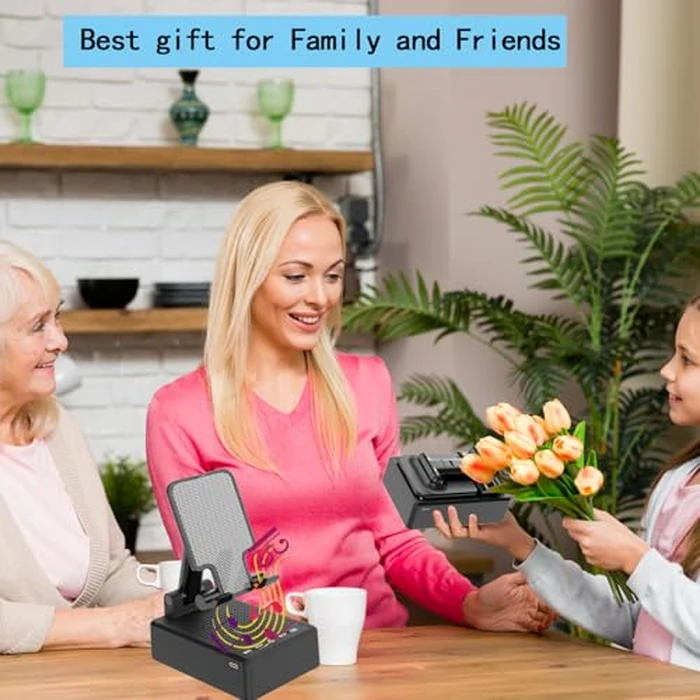 Birthday Gifts for Mother Father ,Cell Phone Stand with Wireless Bluetooth Speaker and Antislip Base HD Surround Sound for Home and Outdoors with Bluetooth Speaker for Desk Compatible with iPhone by Fanlory - Image 6