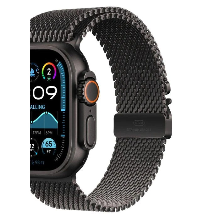Apple Watch Milanese Loop Band (49mm) - Black - Large Size by Apple - Image 2