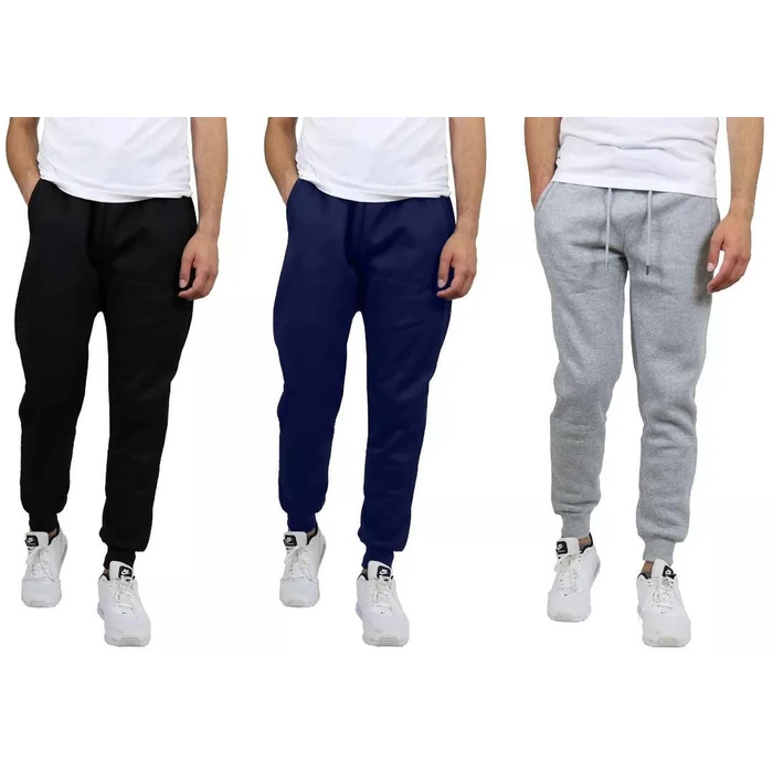 Blue Ice Men's Modern Fit Fleece Jogger Sweatpants Large (3-Pack) - Black-Navy-Heather Grey by Blue Ice - Image 1