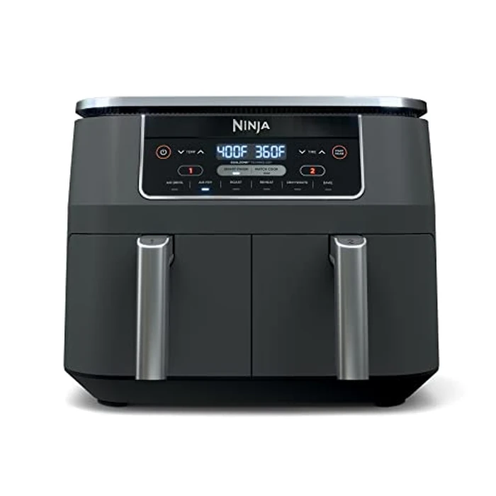 Ninja Foodi 6-in-1 8-qt. (7.6L) 2-Basket Air Fryer DualZone Technology, Match Cook & Smart Finish to Roast, Broil, Dehydrate & More for Quick, Easy Meals, Slate Grey (DZ201C) Canadian Version by Ninja - Used - Very Good condition - CA$138.02