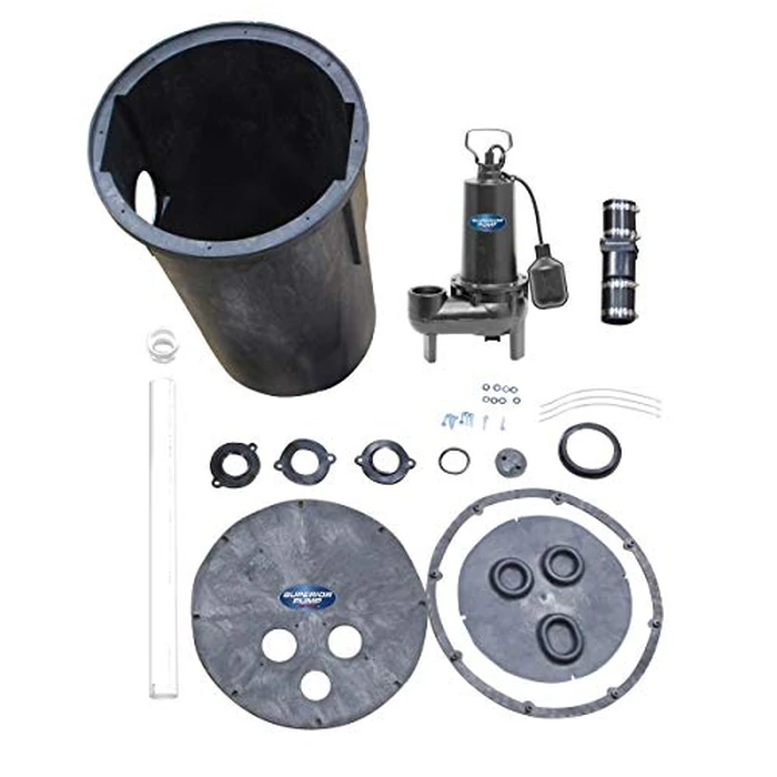 Superior Pump 93015-U Cast Iron Tethered Float Switch Sewage Pump with Basin Kit, 1/2 HP, Black by Superior Pump - Image 2