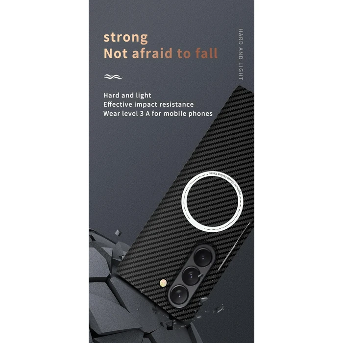 FLURIKA Magnetic Case for Samsung Galaxy Z Fold 7, Compatible with MagSafe Carbon Fiber Slim Thin Lightweight Aramid Fiber PC Back Anti Scratch Drop Protection Rugged Shockproof Cover, Black&Blue by FLURIKA - Image 4