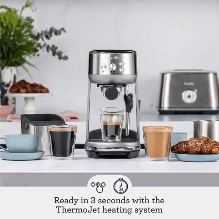 Breville the Bambino Espresso Machine with Auto Milk Frother, Espresso Maker with Seconds Heat Up, Cappuccino & Latte Machine for Home, BES450BSS, Brushed Stainless Steel by Breville - Image 2