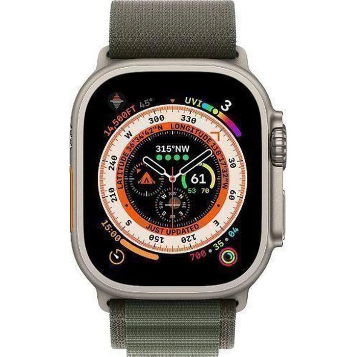 Apple Watch Ultra (Cellular + GPS) - 32GB - 49mm - Titanium Titanium Case with Green Textile Alpine Loop Band - Large Size by Apple - Refurbished - Excellent condition