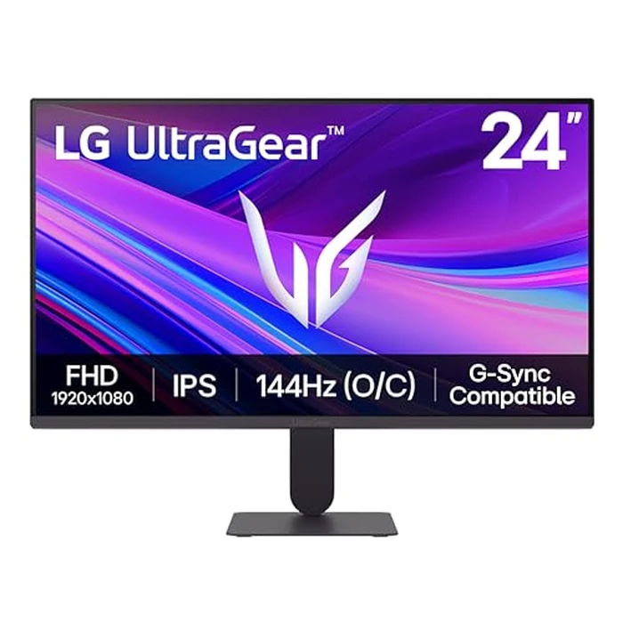 LG 24G411A-B 24-inch Ultragear Full HD (1920 x 1080) IPS Gaming Monitor, 144Hz (O/C), 1ms MBR, NVIDIA G-Sync Compatible, AMD FreeSync, HDR10, HDMI, DisplayPort, Slim Stand, Black by LG - Used - Good condition - US$94.27