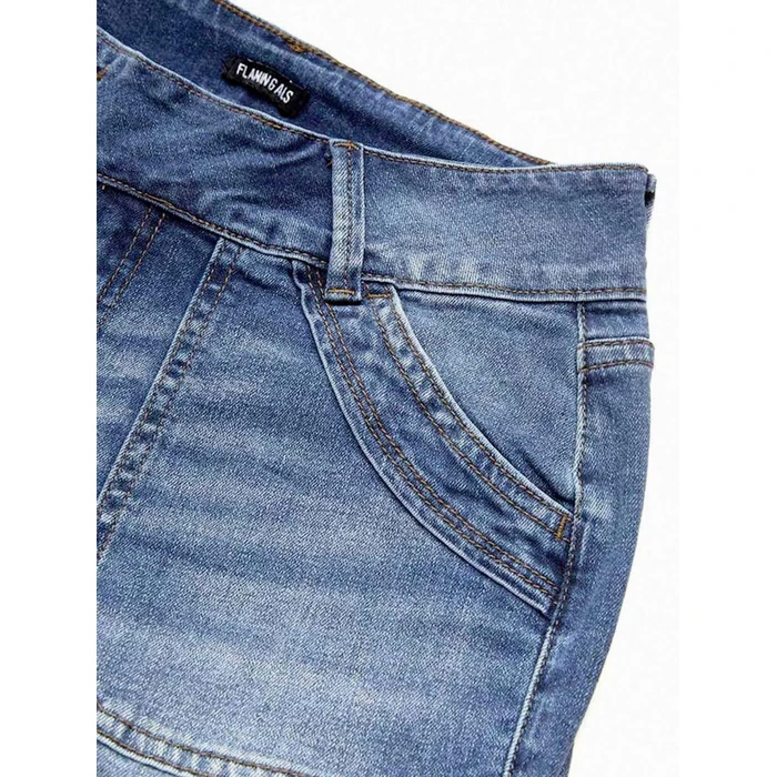 Flamingals Wide Leg Jeans for Women Low Rise Baggy Stretchy Straight Leg Bootcut Denim Pants Light Blue M by Flamingals - Image 5