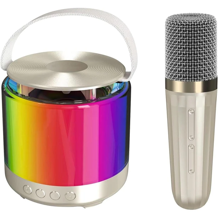 ZZA Kids Mini Karaoke Machine Portable Bluetooth Speaker with 2 Wireless Mics K3 - Silver by ZZA - Refurbished - Excellent condition