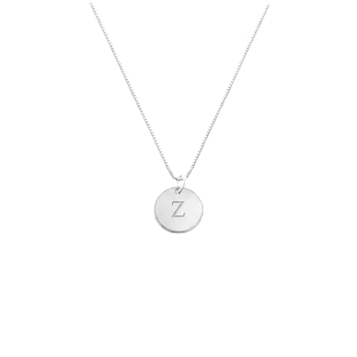OAK & LUNA - Sterling Silver A-Z Initial Disc Necklace - Letter Pendant on Box Chain, Elegant & Gift‑Ready (Letter Z, Sterling Silver, 18" Box Chain) by OAK & LUNA - Used - Like New condition - US$44.40
