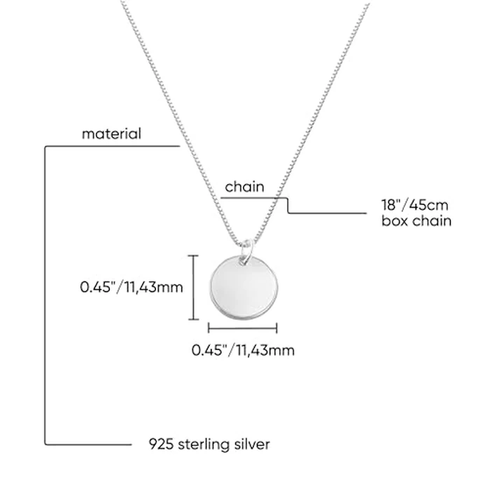 OAK & LUNA - Sterling Silver A-Z Initial Disc Necklace - Letter Pendant on Box Chain, Elegant & Gift‑Ready (Letter Z, Sterling Silver, 18" Box Chain) by OAK & LUNA - Image 3