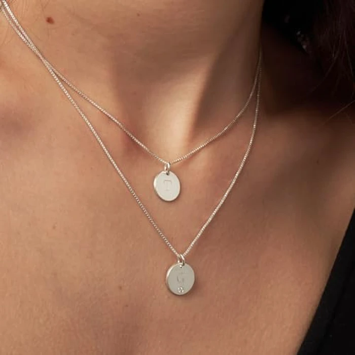 OAK & LUNA - Sterling Silver A-Z Initial Disc Necklace - Letter Pendant on Box Chain, Elegant & Gift‑Ready (Letter Z, Sterling Silver, 18" Box Chain) by OAK & LUNA - Image 7