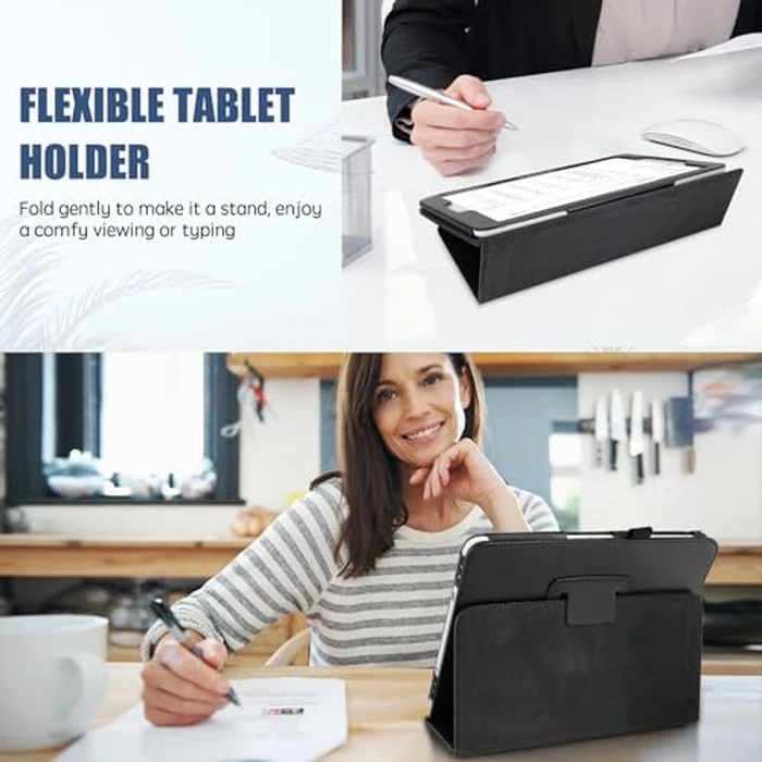 Slim Leather Case for Samsung Galaxy Tab S5e 10.5 Inch 2019 (SM-T720 T725 T727), Multi-Angle Stand Full-Protective Tablet Cover Book Case with Stylus Pen,Screen Film (Black) by MEIYOUQI - Image 6