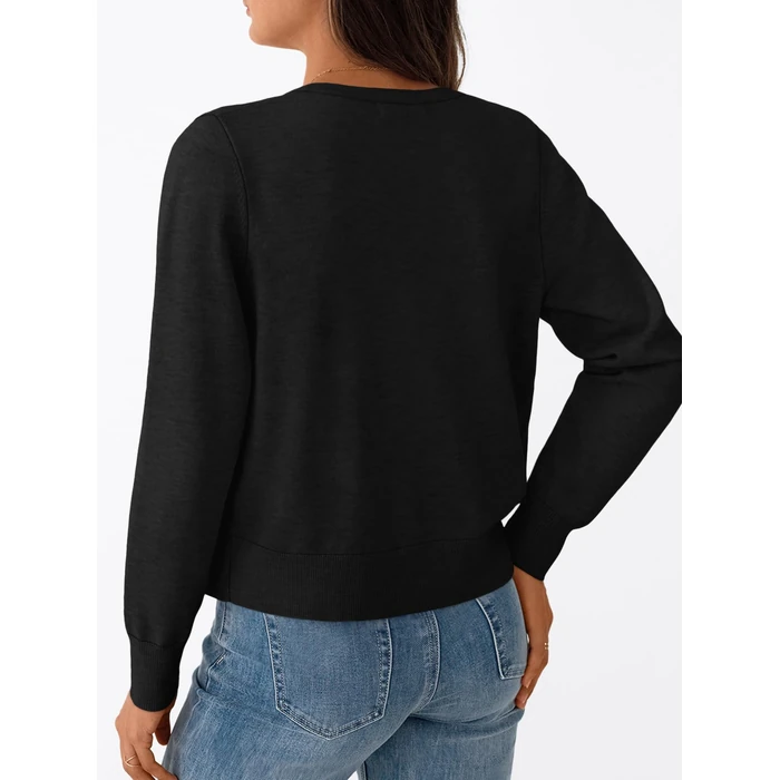 Trendy Queen Cardigan Sweaters for Women Lightweight Cropped Crew Neck Outfits Fall Fashion 2026 Spring Clothing Black L by Trendy Queen - Image 4