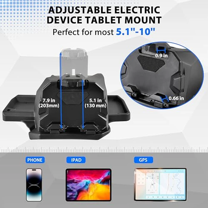 SLORIMOD Tablet Holder for Polaris Ranger XD 1500 Northstar Ultimate 2024-2025 Accessories, Adjustable Electronic Device Mount Navigator Bracket Mount Phone Holder with Storage Box by SLORIMOD - Image 6
