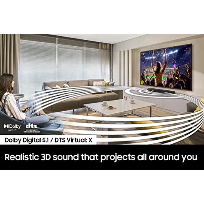 SAMSUNG HW-S50B/ZA 3.0ch All-in-One Soundbar w/Dolby 5.1, DTS Virtual:X, Q Symphony, Built in Center Speaker, Adaptive Sound Lite, Bluetooth Multi Connection, 2022 Black by Samsung - Image 5