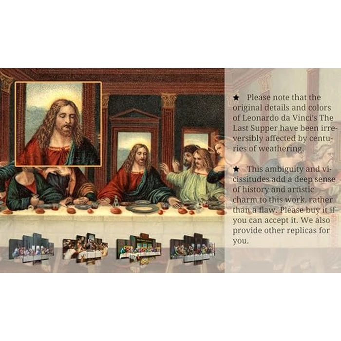 5 Piece Last Supper Wall Art Christian Wall Decor Jesus Posters Leonardo Da Vinci Dining Room Decor The Last Supper Painting for Bedroom Living Room Decor (50''W x 24''H) by YOUHONG - Image 6