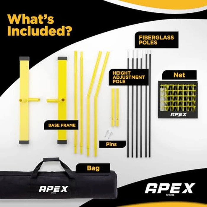 Apex Sports Volleyball Net Training - 12' Wide, Portable Adjustable Height 7.4' to 8' - Includes Ground Stakes, Carry Bag - Indoor & Outdoor Use, Designed by Pro Athletes for Peak Performance by Apex Sports - Image 5