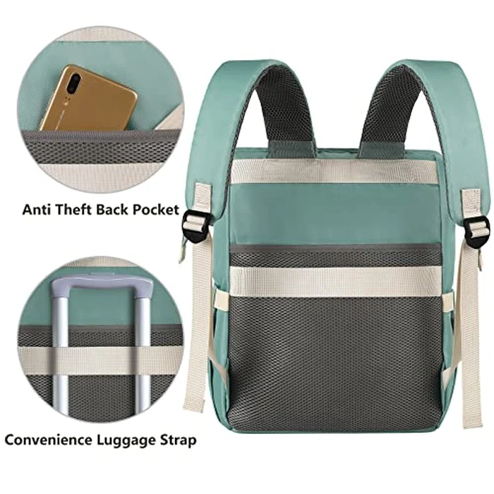 FALANKO Laptop Backpack for Women,Doctor Teacher Nurse Work Bookbag for 15.6 Inch Laptop,Large Travel Wide Open College Shoulder Purse Bag With RFID Anti Theft USB Charging Port-Green by FALANKO - Image 4