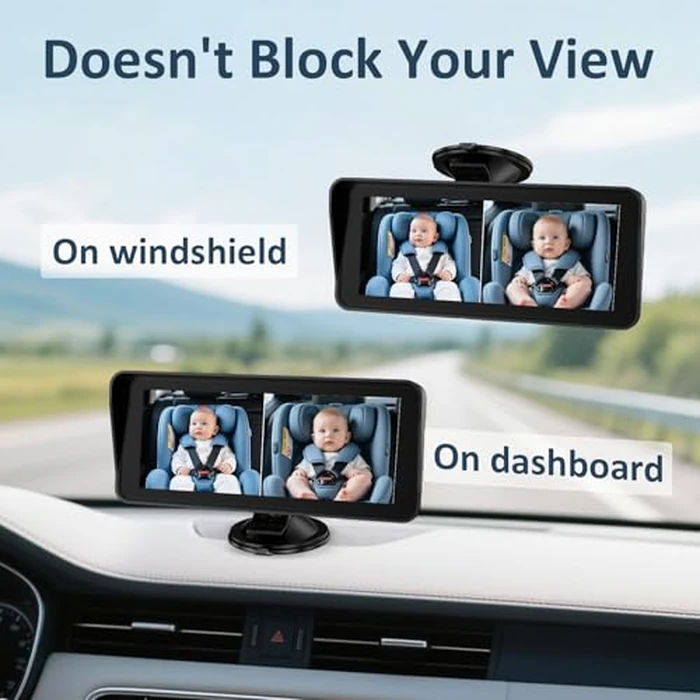 2-Kids Baby Car Camera for Seat: 6.9 Inch Ultrawide Display with Two Cameras Rear Facing - USB Powered Backseat Camera HD 1080P Easy to Install by Yakry - Image 7