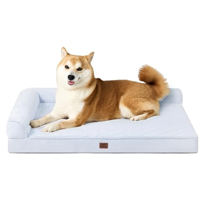 EHEYCIGA Memory Foam Dog Bed Large Size Dogs, Orthopedic Dog Bed Large with Washable Removable Cover, Waterproof Pet Sofa Couch with Nonskid Bottom, 36x27x6, Washblue by EHEYCIGA - Image 1