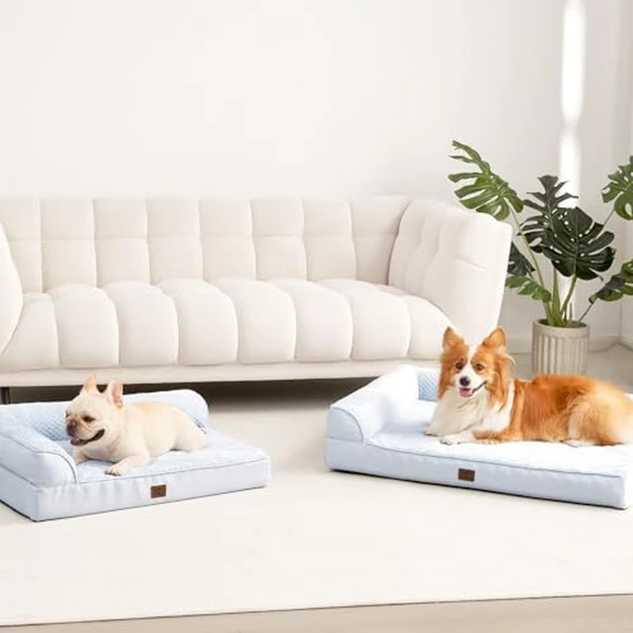 EHEYCIGA Memory Foam Dog Bed Large Size Dogs, Orthopedic Dog Bed Large with Washable Removable Cover, Waterproof Pet Sofa Couch with Nonskid Bottom, 36x27x6, Washblue by EHEYCIGA - Image 8