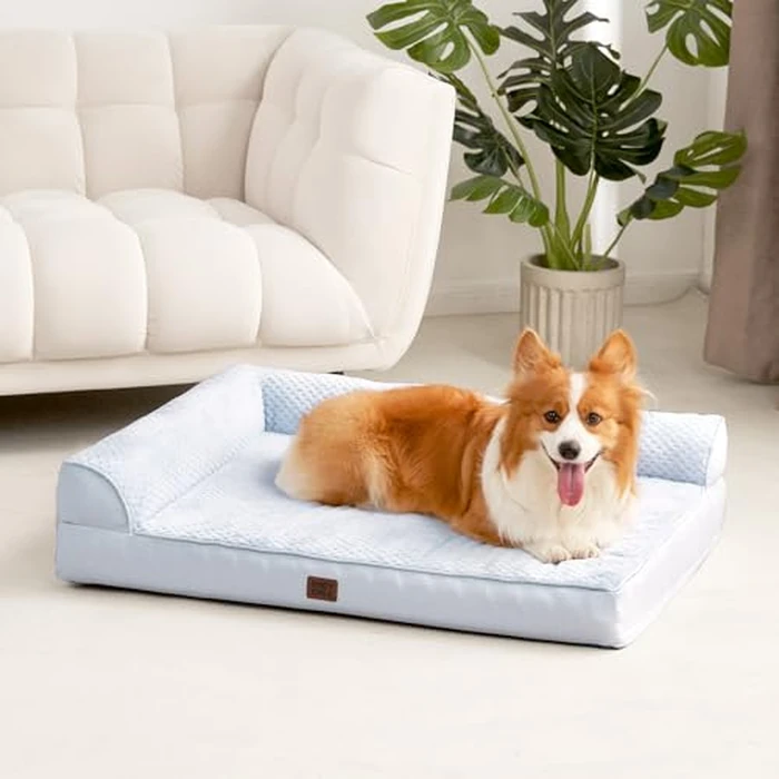 EHEYCIGA Memory Foam Dog Bed Large Size Dogs, Orthopedic Dog Bed Large with Washable Removable Cover, Waterproof Pet Sofa Couch with Nonskid Bottom, 36x27x6, Washblue by EHEYCIGA - Image 9