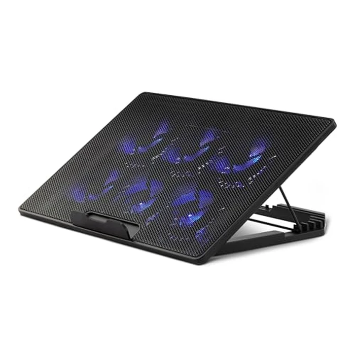 Amazon Basics Laptop Cooling Pad Stand with 6 Quiet Fans, for 12-17 inch laptops, w/USB A and USB C Ports, Height Adjustable by Amazon Basics - Image 1