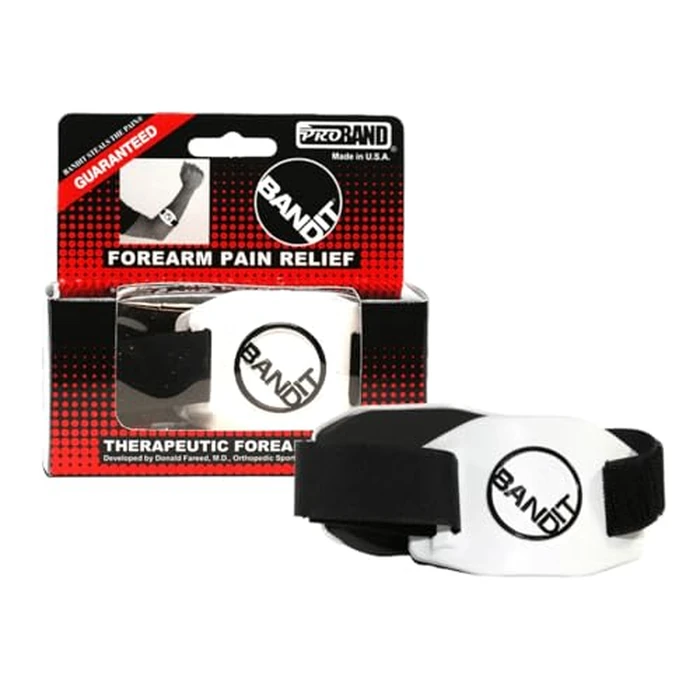 Bandit (R) Therapeutic Arm Band for Elbow & Forearm Pain Relief, Anatomically Focused Dynamic Compression Band for Carpal Tunnel, Tendonitis, Tennis Elbow, Golfers Elbow, Sprains, & Arthritis, White by PROBAND - Used - Very Good condition - CA$25.99