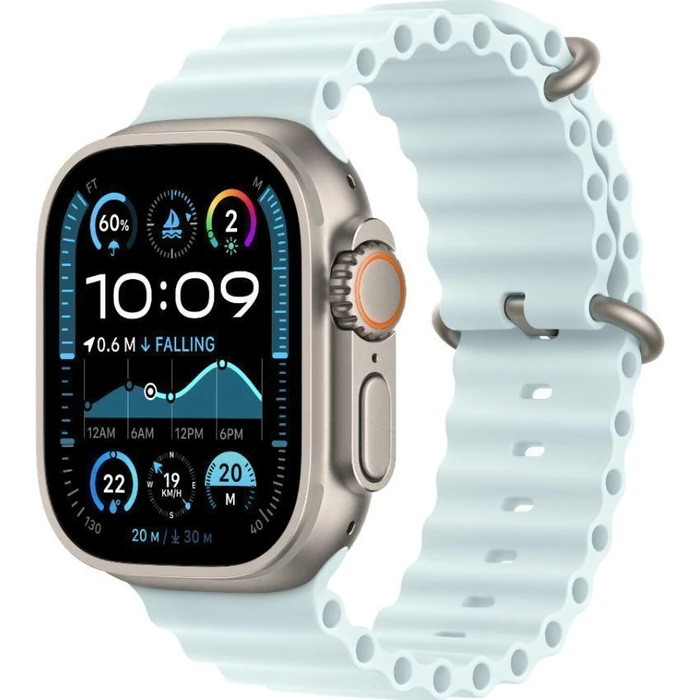 Apple Watch Ultra 2 (Cellular + GPS) - 64GB - 49mm - Titanium Titanium Case with Ice Blue Rubber Ocean Band - One Size by Apple - Image 2