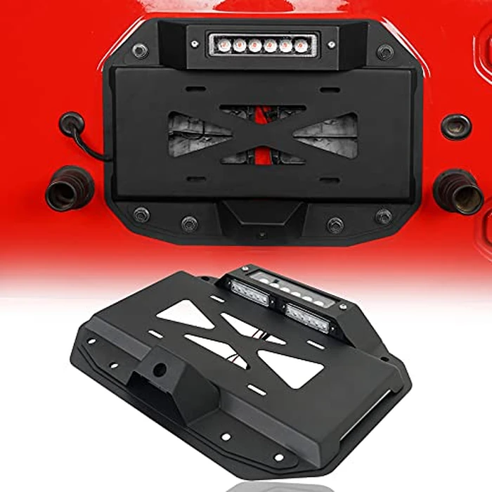 u-Box JL Wrangler Spare Tire Delete License Plate Relocation Kit w/Hole for Factory Back-up Camera & Plate Illuminate Light & Third Brake Light Compatible with Jeep Wrangler JL 2018-2025 by u-Box - Image 1