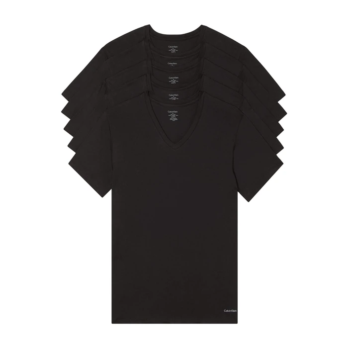 Calvin Klein Men's Cotton Classics 5-pack Undershirts, 5 Classic Black Vneck, Large by Calvin Klein - Used - Like New condition - US$25.91