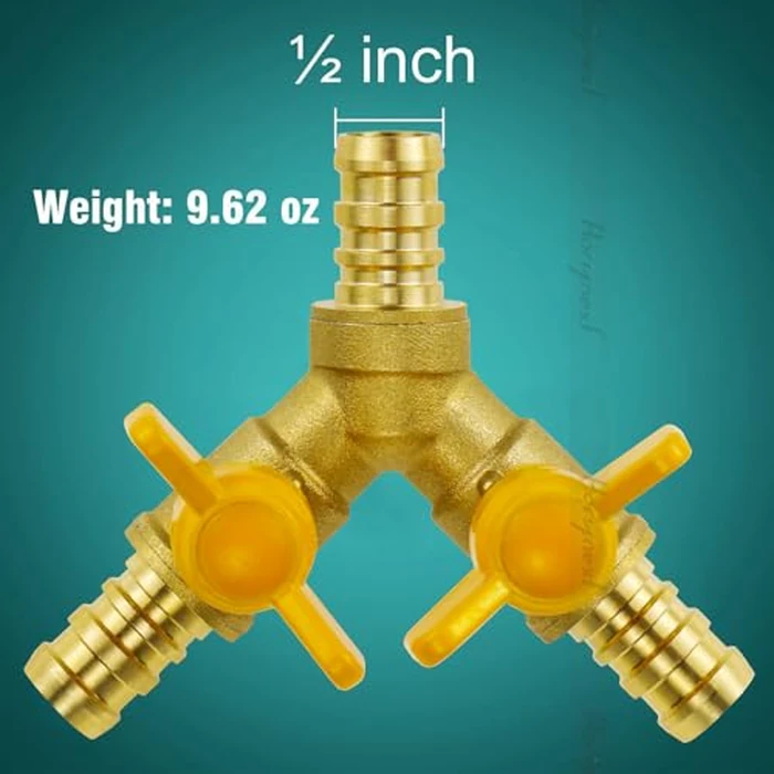 Horiznext brass 1/2 inch O.D. barb three way shut off ball valve for gas hose air water pvc pex garden tubing fuel line, tee switch splitter fitting by Horiznext - Image 2