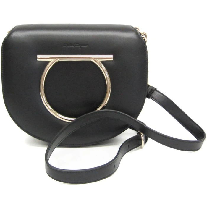 Salvatore Ferragamo Gancini Leather Handbag Shoulder Bag - Leather - Black by Salvatore Ferragamo - Refurbished - Excellent condition