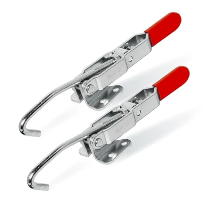 POWERTEC 2PK J Hook Toggle Clamp, 375 lbs Holding Capacity, 451 Adjustable Pull Action Latch for Smoker, Tool Box, Woodworking Jigs and Fixtures, Cabinet, Lids, Door, Truck (20308-P2) by POWERTEC - Used - Like New condition - CA$15.16