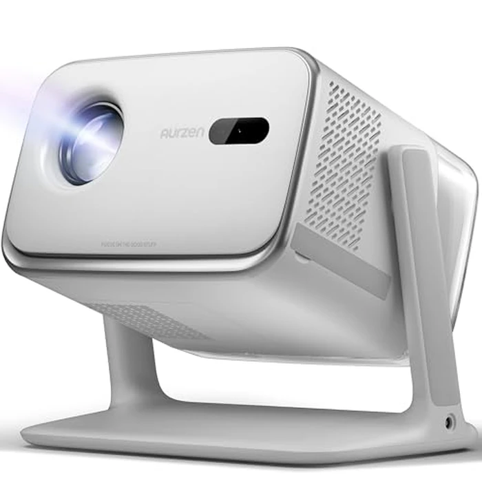 Aurzen BOOM mini Google TV Movie Projector with WiFi and Bluetooth, Voice Control, Family Mode, 20W Dolby Audio, Real-Time Focus, 4K Supported Smart Portable Home Theater Projector Outdoor, Grey by Aurzen - Used - Very Good condition