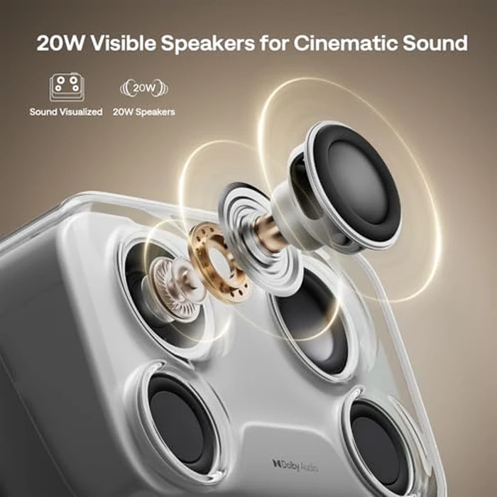 Aurzen BOOM mini Google TV Movie Projector with WiFi and Bluetooth, Voice Control, Family Mode, 20W Dolby Audio, Real-Time Focus, 4K Supported Smart Portable Home Theater Projector Outdoor, Grey by Aurzen - Image 4