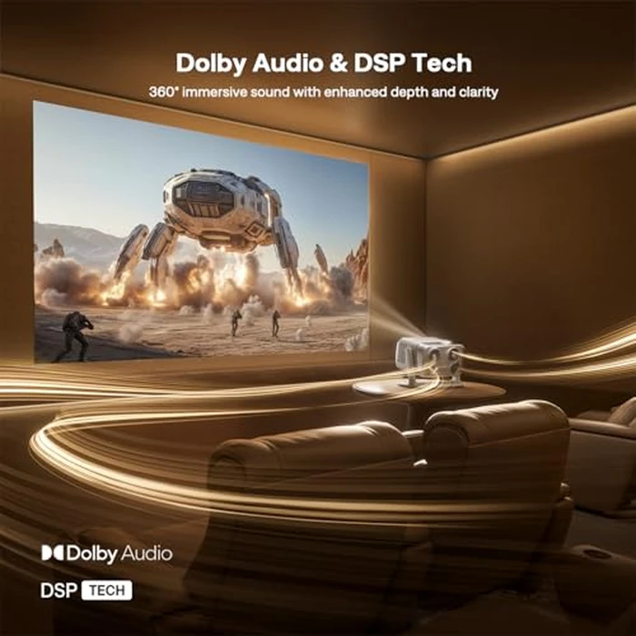 Aurzen BOOM mini Google TV Movie Projector with WiFi and Bluetooth, Voice Control, Family Mode, 20W Dolby Audio, Real-Time Focus, 4K Supported Smart Portable Home Theater Projector Outdoor, Grey by Aurzen - Image 6
