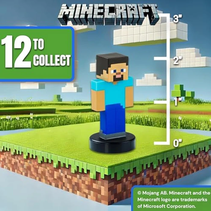 P.M.I. Minecraft 3D Stampers Series 2 Collector Set - Officially Licensed Minecraft Mini Figures 5 Character Stampers with Llama, Steve, Pig, Skeleton & 1 Mystery Character, 12 to Collect, Version A by P.M.I. - Image 3