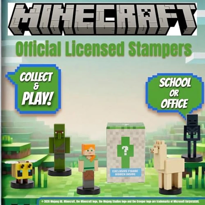 P.M.I. Minecraft 3D Stampers Series 2 Collector Set - Officially Licensed Minecraft Mini Figures 5 Character Stampers with Llama, Steve, Pig, Skeleton & 1 Mystery Character, 12 to Collect, Version A by P.M.I. - Image 5