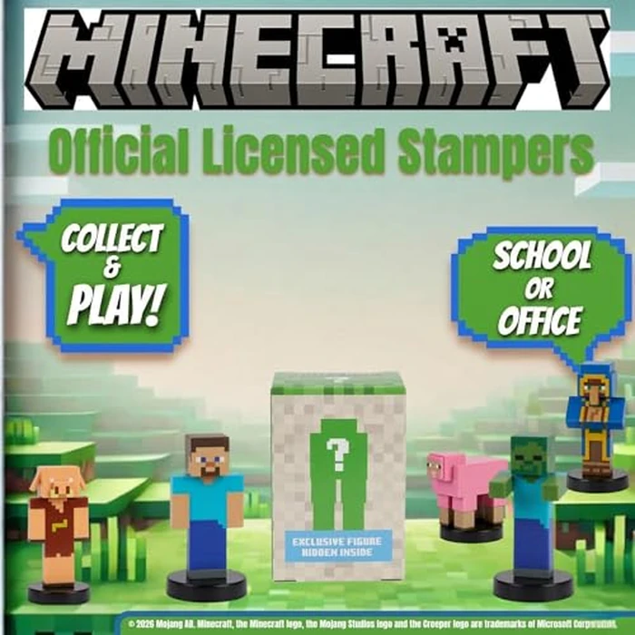 P.M.I. Minecraft 3D Stampers Series 2 Collector Set - Officially Licensed Minecraft Mini Figures 5 Character Stampers with Llama, Steve, Pig, Skeleton & 1 Mystery Character, 12 to Collect, Version A by P.M.I. - Image 6