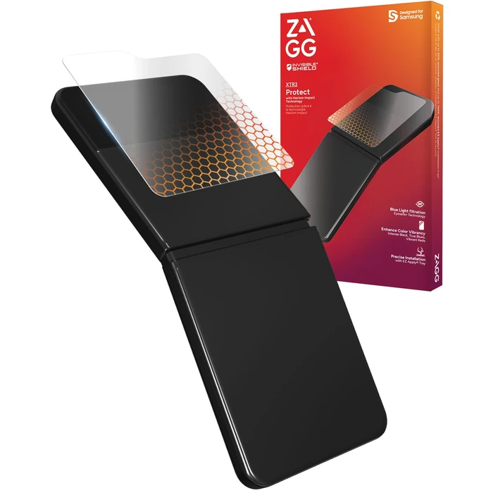 ZAGG Glass XTR3 Samsung Galaxy Z Flip7 FE/ Flip6 Screen Protector (Front Screen Only) - Most Technologically-Advanced, Recycled Glass, Blue Light Filter, Anti-Reflective, Easy Installation by ZAGG - Image 1