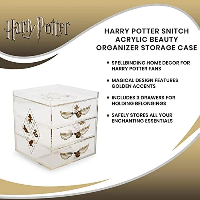 Ukonic Harry Potter Snitch Acrylic Beauty Organizer Jewelry Box Display Case Container - Trinket Tray For Necklaces, Rings, Bracelets - Home Decor Room Essentials - Wizarding World Gifts by Ukonic - Image 6
