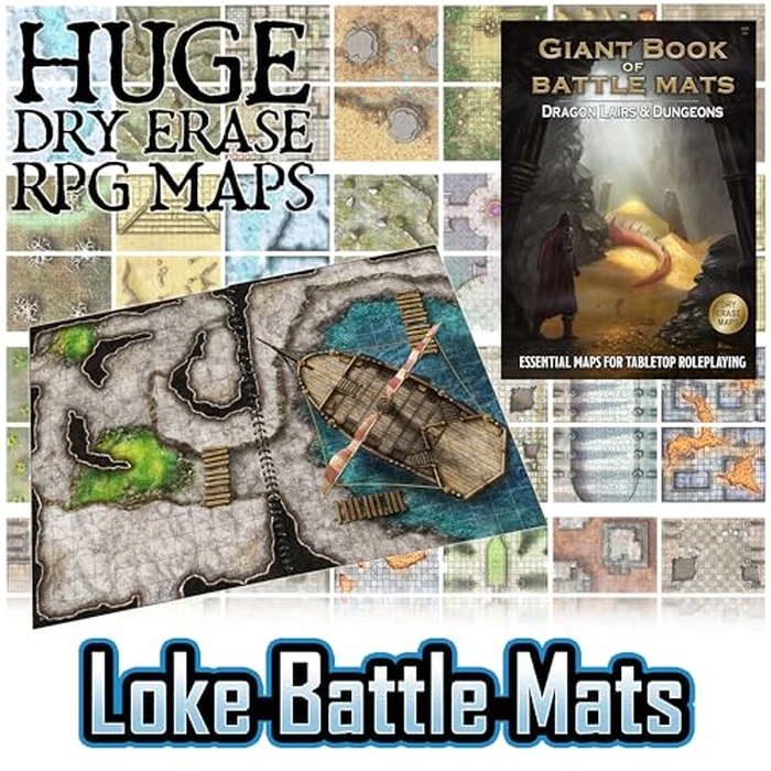 Giant Book of Battle Mats Dragon Lairs & Dungeons by Loke | Ages 14+ | 1+ Players | Reusable, Marker-Friendly Encounter Maps for Tabletop Roleplaying with Miniatures, Tokens & 3D Scenery by Loke BattleMats - Image 2