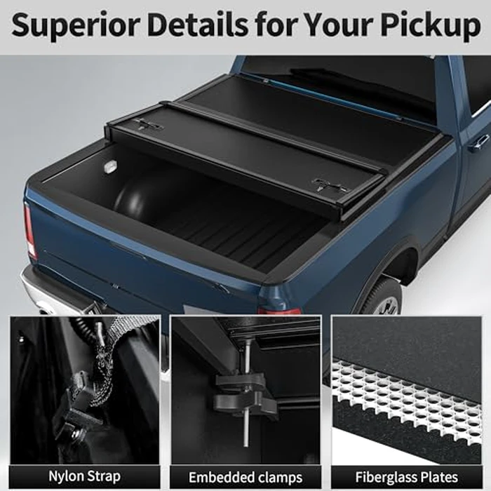 OEDRO FRP Hard Tri-fold Tonneau Cover Fits for Dodge Ram 1500 (Inclu. Classic & New) 2002-2026, Fits for Dodge Ram 2500 3500 2003-2026 6.4ft Bed w/o Ram Box, Weather-Resistant by OEDRO - Image 3