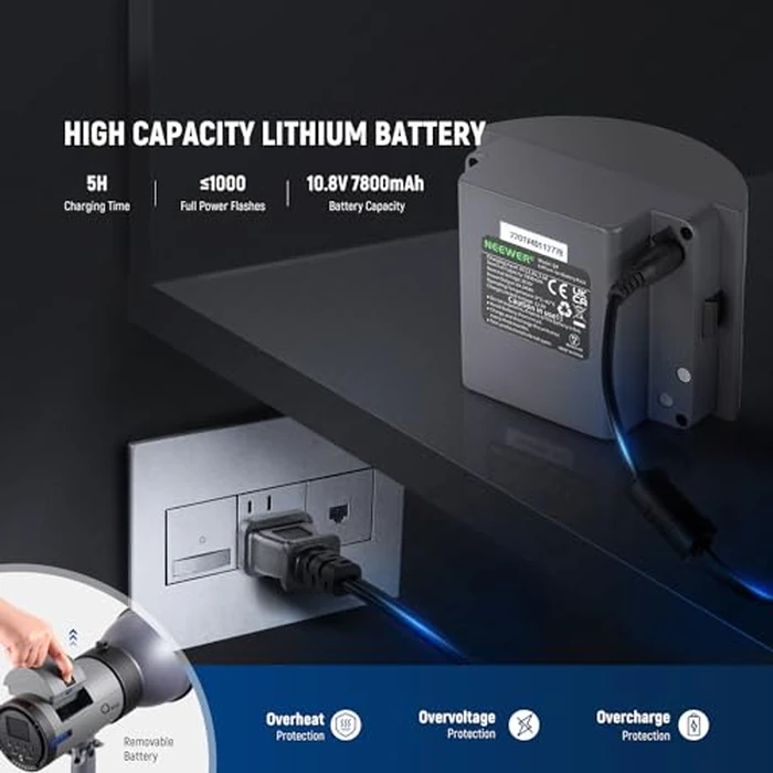 NEEWER Q300 300Ws 2.4G Outdoor Studio Flash with Q Compact Wireless Trigger, 7800mAh Li ion Battery Powered Strobe Light Photography Cordless Monolight with 1000 Full Power Flash 0.4~2.5s Recycle by NEEWER - Image 6