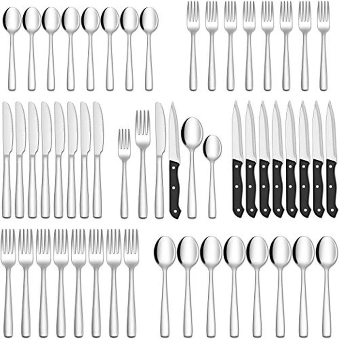 Hiware 72-Piece Silverware Set for 12, Stainless Steel Flatware Cutlery Set For Home Kitchen Restaurant Hotel, Mirror Polished, Dishwasher Safe by HIWARE - Used - Like New condition