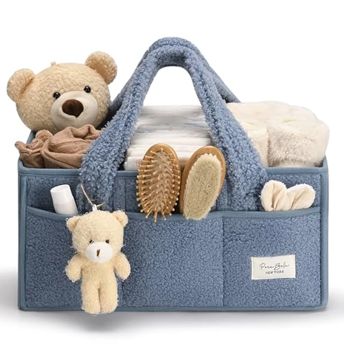 PeraBella Baby Diaper Caddy Organizer with Handle, Boy & Girl Shower Gift Basket, Portable Diaper Storage Basket Bin for Wipes, Newborn Baby Essentials Registry Search Must Haves, Car Caddy Organizer by PeraBella - Used - Very Good condition - CA$30.06